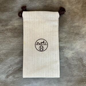 Authentic Hermès beige herringbone canvas drawstring dust bag